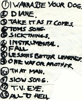 Final gig setlist